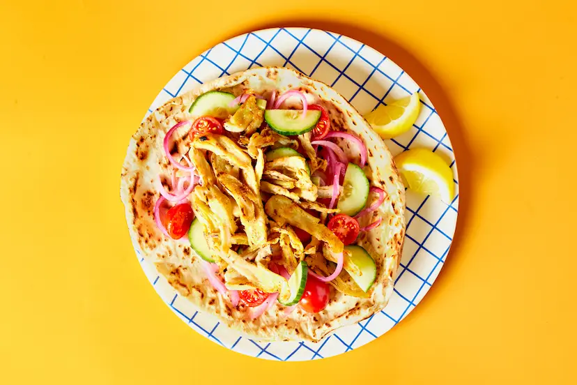 plate-Shredded Chicken Shawarma